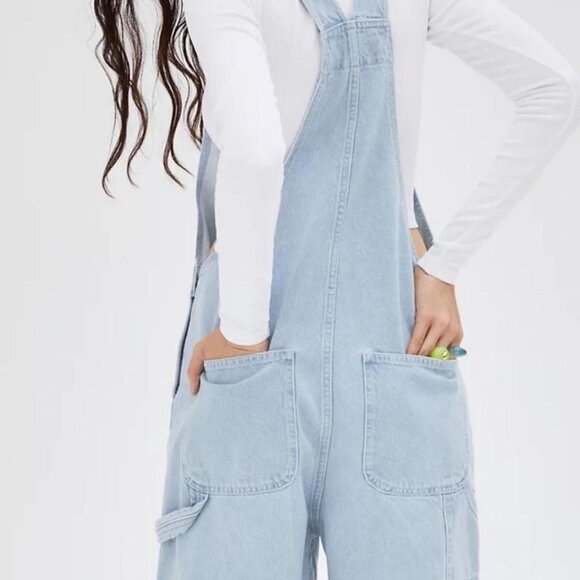 Zara Denim Overalls Dungarees Women's Light Wash Cotton - Picture 2 of 12